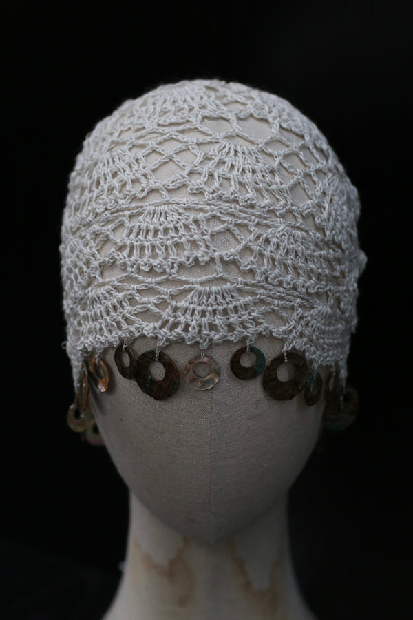 RUI built 26 spring and summer hand-crocheted shell decorated hat RUI-S26CR04VAF-Vapor white
